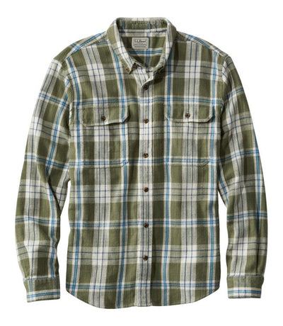 L.L.Bean 1912 Field Flannel Plaid Shirt for Men Deep Olive