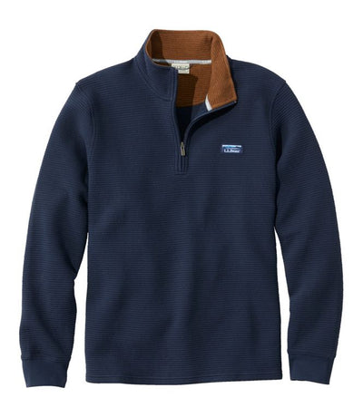 L.L.Bean Lakewashed Double-Knit Quarter-Zip Pullover for Men Classic Navy