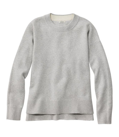 L.L.Bean Wicked Soft Cotton/Cashmere Crewneck Sweater for Women Light Gray Heather