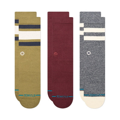 Stance Icon Mixed Cotton Crew Socks 3 Pack for Men Chive