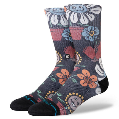 Stance Planted Poly Blend Crew Socks for Men Black