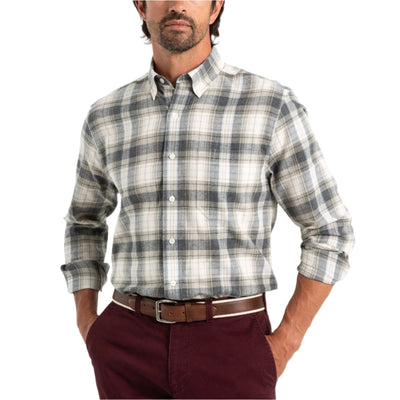 Duck Head Rolland Plaid Cotton Flannel Long Sleeve Stone Heather