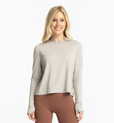 Free Fly Apparel Elevate Long Sleeve Shirt for Women Heather Sandstone