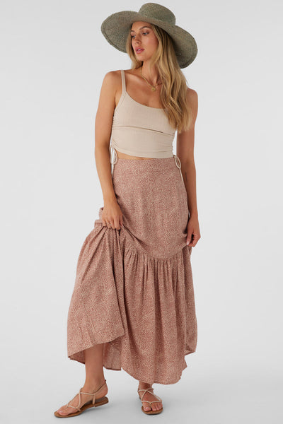 O'Neill Tinslie Lordes Animal Maxi Skirt for Women Burlwood