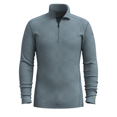 Classic Thermal Merino Base Layer 1/4 Zip for Men Pewter Blue Heather