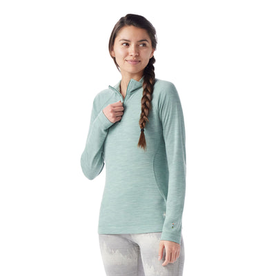 Smartwool Classic Thermal Merino Base Layer 1/4 Zip for Women Arctic Green Heather