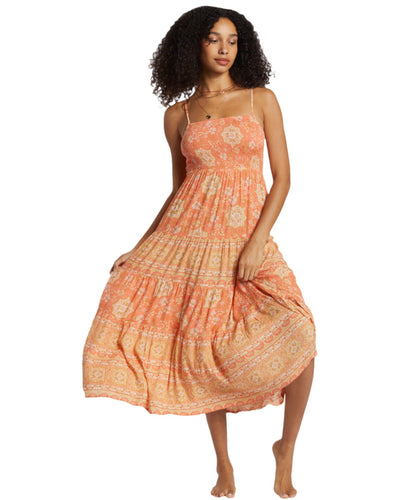 Billabong Dream Space Midi Dress for Women Sweet Papaya