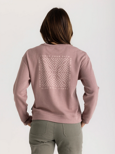 Free Fly Apparel Carve Your Path Fleece Crew for Women Heather Fig