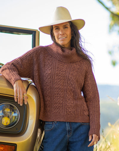 Carve Designs Field Sweater for Women Chocolate Heather