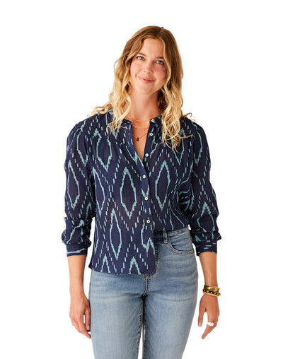 Carve Designs Tatum Gauze Top for Women Navy Diamond